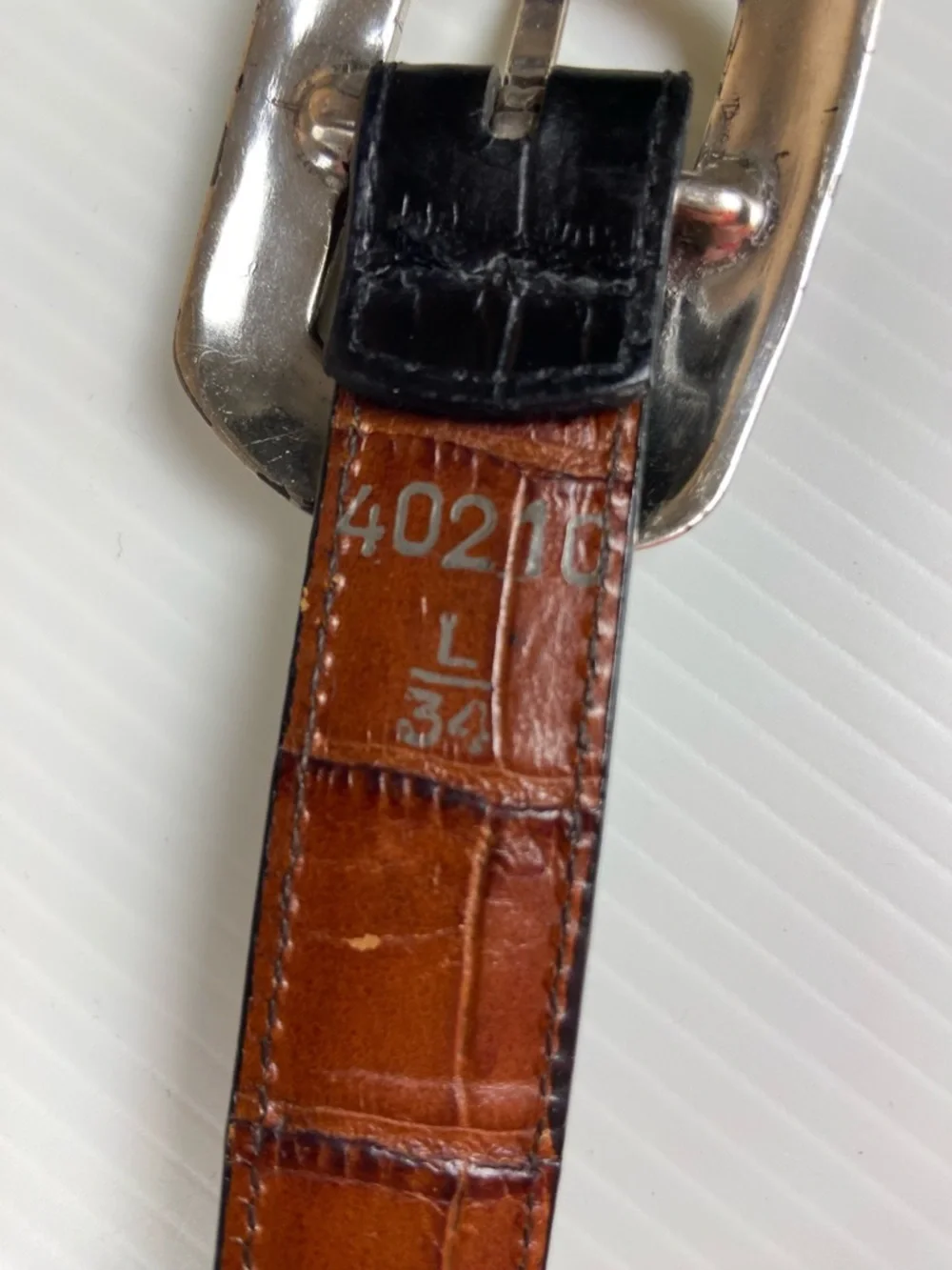 Western Concho Reversible Leather Belt Croc Embossed Black & Brown L 34